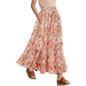 Women's Flowy Boho A-Line Pleated Maxi Skirt 01